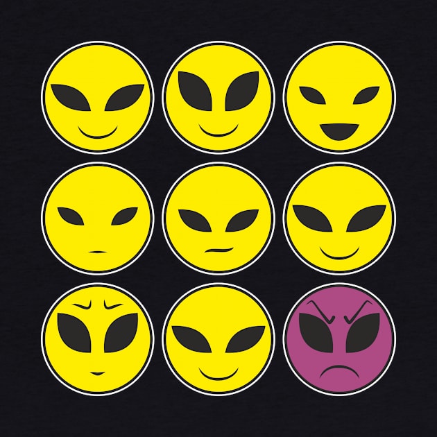 Funny Alien Heads And Facial Expressions As Pattern by FancyTeeDesigns
